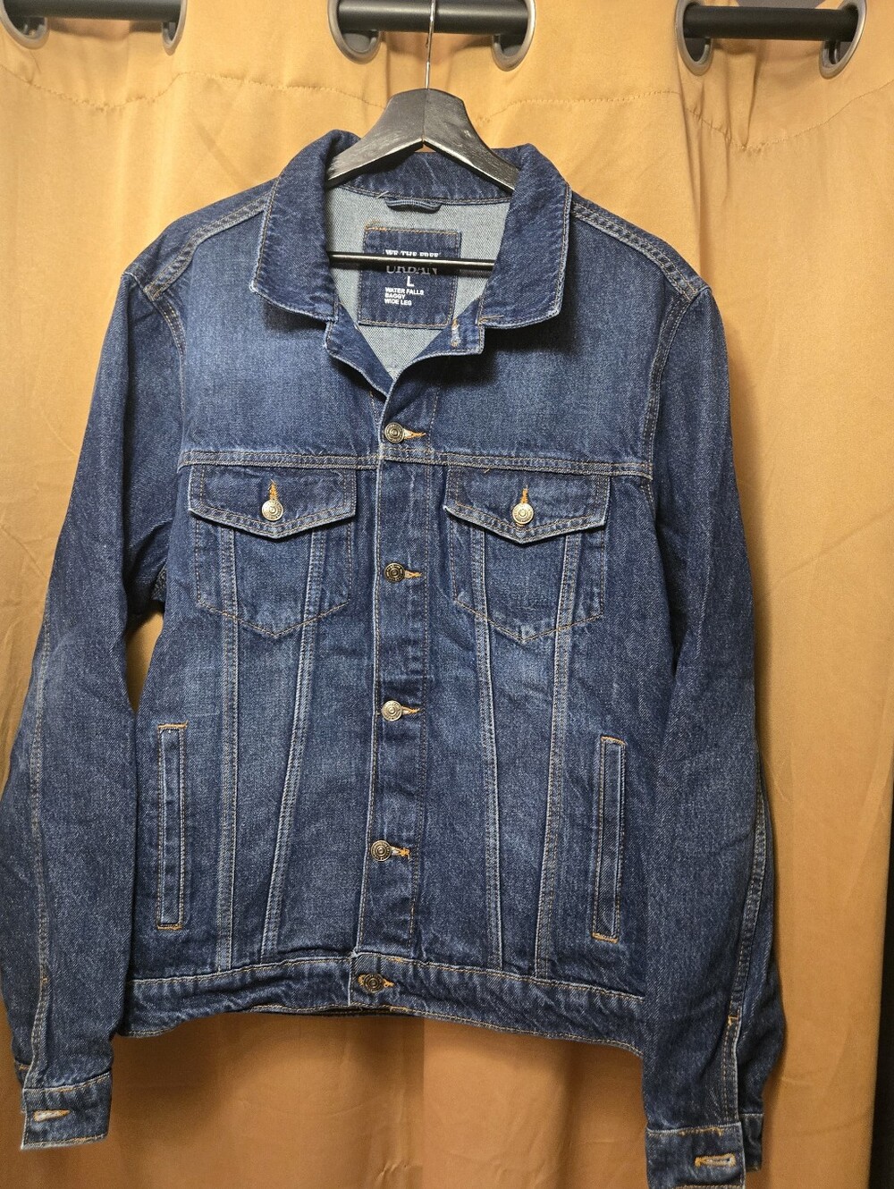 Free People Dark Blue Denim Jacket - Classic Trucker Style Sample Size Large